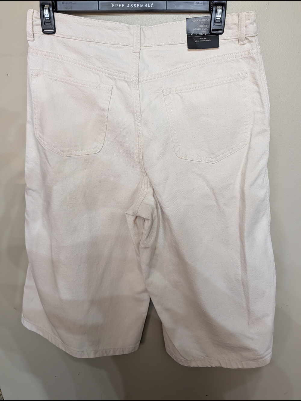 Banana Republic High-Rise Denim Culotte in Light Cream